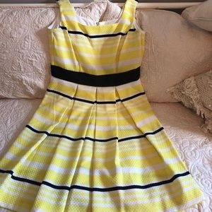 MelonieT Yellow, Black and White striped Dress 8